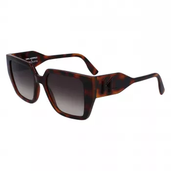 KARL LAGERFELD KL6098SN-240 Sieviešu kvadrātveida acetāta saulesbrilles – Brūns Havana rāmis, Brūni gradienta lēcas – 52/19/140 mm