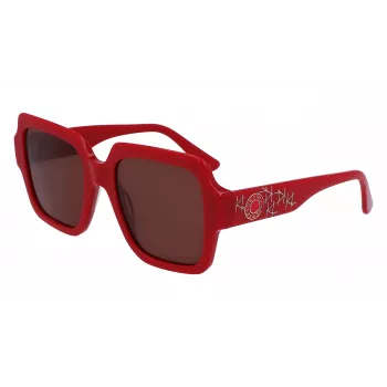 KARL LAGERFELD KL6104SR-600 Sieviešu kaķacsveida saulesbrilles Spīdīgi sarkanas Pelēks gradients 53mm