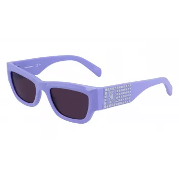 KARL LAGERFELD KL6141S522154 Sieviešu kaķacs formas saulesbrilles - Melns acetāta rāmis, pelēka gradienta lēca, 52mm