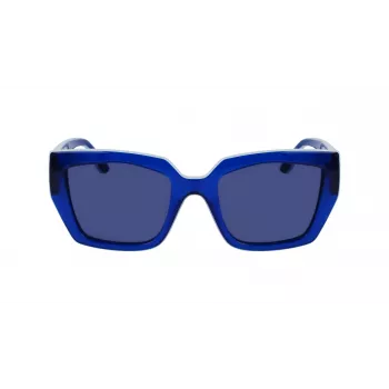 KARL LAGERFELD KL6143S-400 Sieviešu kvadrātveida acetāta saulesbrilles, tumši zils rāmis, pelēka gradienta lēca, 53mm