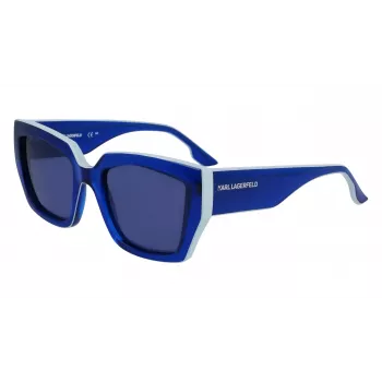KARL LAGERFELD KL6143S-400 Sieviešu kvadrātveida acetāta saulesbrilles, tumši zils rāmis, pelēka gradienta lēca, 53mm