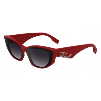 KARL LAGERFELD KL6162S-600 Sieviešu tauriņveida saulesbrilles - Sarkans/Bordo acetāta rāmis, gradientbrūnas lēcas, 64/14/140 mm