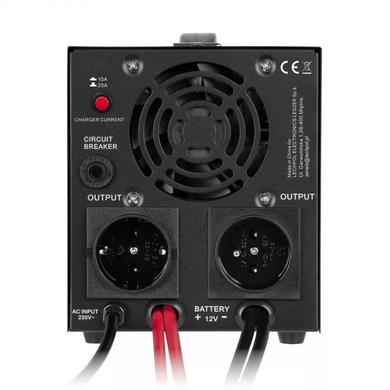 KEMOT PROsinus-1000 tīrā sinusoidālā UPS invertors ar lādētāju 12V 230V 1000VA/700W melns