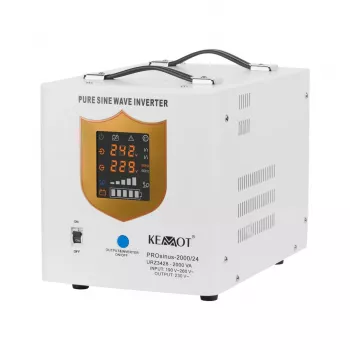 KEMOT PROsinus-2000/24 Nepārtrauktās barošanas avota pārveidotājs ar tīru sinusoidālo vilni un uzlādes funkciju 24V 230V 2000VA/1400W