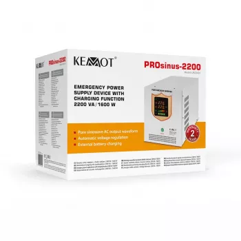 KEMOT PROsinus-2200 tīrā sinusoidālā viļņa invertors ar 12V lādētāju, 230V, 2200VA/1600W