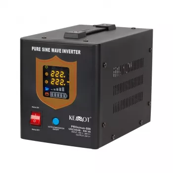 KEMOT PROsinus-500 Nepārtrauktās barošanas avots, tīrs sinusoidāls spriegums, 12V 230V 500VA/300W, melns
