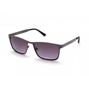 KENNETH COLE MAN KC1329-5709B Taisnstūra saulesbrilles - Spīdīgs melns rāmis, dūmu lēcas, 57mm
