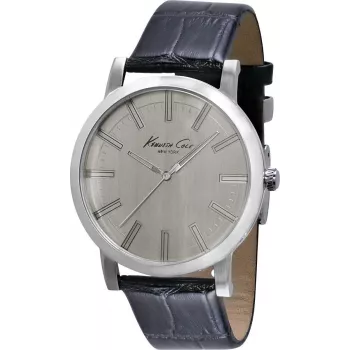 KENNETH COLE Men's Watch IKC1931 44mm Stainless Steel Case Blue Dial Brown Leather
