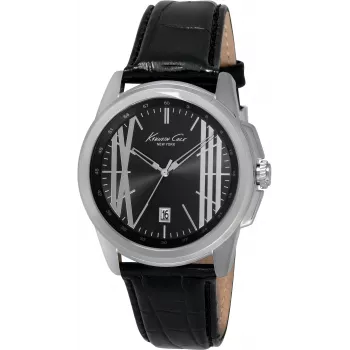KENNETH COLE Vīriešu Pulkstenis IKC8095 44mm Nerūsējošais Tērauds Kvarca Analogais Melns Ciparnīca Sudraba Rokas