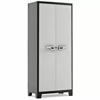 Keter Tool Cabinet Titan 80x44x182 cm Dark Grey/Black Heavy-Duty Polypropylene Resin Storage Cabinet with 4 Adjustable Shelves, Lockable Double Doors, Weather Resistant, Indoor/Outdoor Use