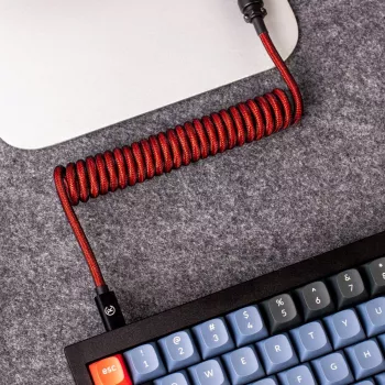 Keychron Coiled Aviator Cable - Sarkana (USB-A uz USB-C, 2m, Atvienojams GX12)