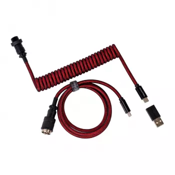 Keychron Coiled Aviator Cable - Sarkana (USB-A uz USB-C, 2m, Atvienojams GX12)