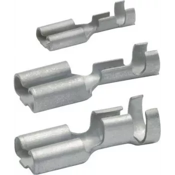 Klauke 18201A Neizolēta uzmava (mātīte) 0,5–1,0 mm², 6,3 mm kontakts, presējama, E-Cu alvota, DIN 46247, 100 gab.