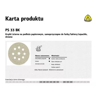 KLINGSPOR pašlīmējošais slīpēšanas disks 225mm PS33BK grauds P180 GLS38 / 50gab
