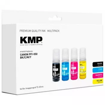 KMP saderīga Canon PFI-050 tintes kasetņu komplekts Melns/Ciāns/Magenta/Dzeltens (1588,0005)