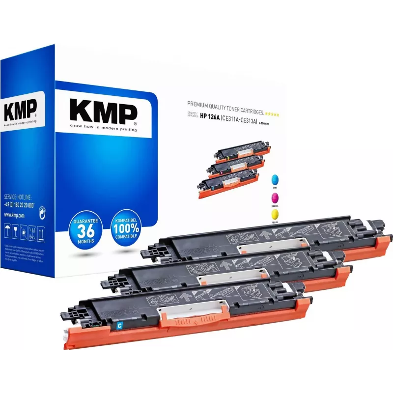 KMP PRINTTECHNIK KMP MULTIPACK H-T149CMY 3 gab. saderīgas tonera kasetnes (ciāna, fuksīna, dzeltena) HP Color LaserJet CM2320/CP2025 sērijai - aizstāj HP 126A 1226,0030