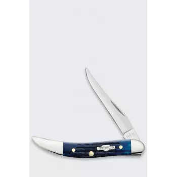 Knife Case Rogers Mini Trapper SS Blue Bone salokāms kabatas nazis ar 2 asmeņiem, nerūsējošais tērauds, jigged zilā kaula rokturis, Slipjoint, 89mm aizvērts