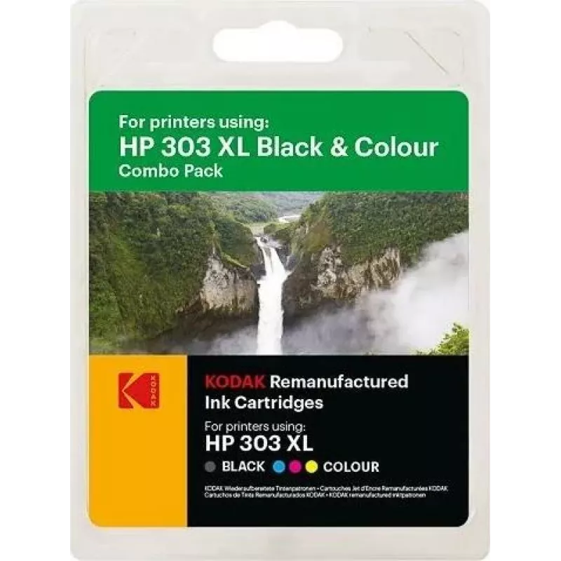 KODAK HP 303XL Twin Pack tintes kasetnes (melna + trīskrāsu) HP ENVY Photo un Tango sērijai 185H030317