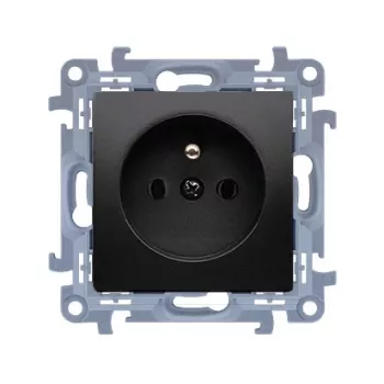 KONTAK-SIMON Simon 10 vienvietīga kontaktligzda ar zemējumu, Quick Connect, 16A 250V, matēti melna