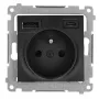 KONTAK-SIMON SIMON 54 Modulis Black Matt – 1x Schuko Ligzda 16A 250V + 2x USB (Type A & C) 2.1A, Skrūvju spailes