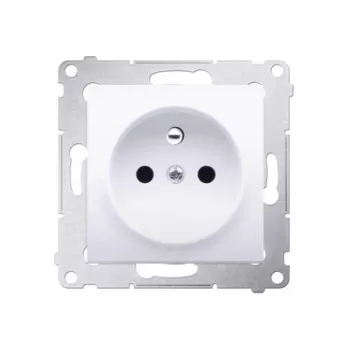 KONTAK-SIMON Simon 54 White Single Socket with Ground, Type E, 16A 250V, Screw Terminals, Child Safety Shutters