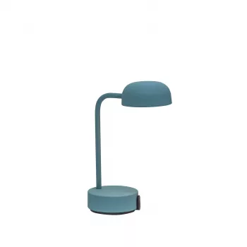 KOODUU FOKUS uzlādējama portatīvā LED galda lampa - antīki tirkīza, 2700K silta balta, 3 pakāpju skārienjutīgs dimmeris, USB-C, bezvadu