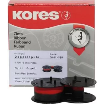 Kores G051NYSR 51. izmēra neilona kalkulatora lentīte, melna/sarkana, 13 mm x 4 m