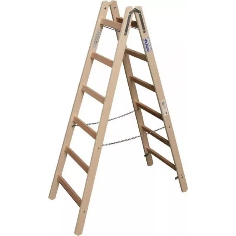 KRAUSE koka divpusējas sastatnes 2x6 pakāpieni, priede, 150 kg, EN 131 170088