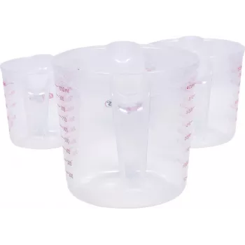 KS TOOLS 3 daļu mērglāžu komplekts, 250/500/1000 ml, caurspīdīgs PP ar zilu skalu, drošs pārtikai, mazgājams trauku mazgājamajā mašīnā, saliekams 150.9205