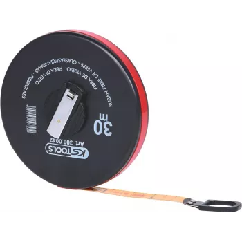 KS TOOLS 300.0042 30 m stiklašķiedras mērlente ar slēgtu ruļļu un roktura kloķi