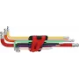 KS TOOLS 9 gabalu īpaši garš hex atslēgu komplekts ar dubulto lodveida galu, 1,5-10mm, hroma vanādija tērauds, matēts hroma pārklājums, DIN ISO 2936, ERGOTORQUEplus 151.3222