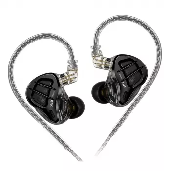 KZ ZAR NO MIC - In-Ear Monitor Austiņas, 8-Driver Hibrīds, 1 Dinamiskais + 7 Līdzsvarotā Enkura, Noņemams Kabelis, 3,5mm Ligzda, Tumši Pelēks
