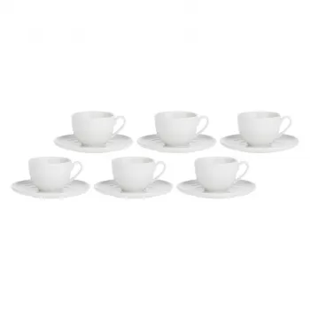 LA PORCELLANA BIANCA 6 Corte apakštasīšu tējas tasīšu komplekts - baltas, 200 ml