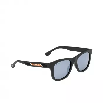 Lacoste L3651SRG-001 Unisex Saulesbrilles - Melns Acetāta Rāmis, Pelēkas Polikarbonāta Lēcas, 48mm Lēcu Platums