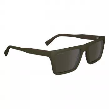 Lacoste L6009S-275 Vīriešu taisnstūra saulesbrilles - Havana acetāta rāmis, brūnas polikarbonāta lēcas, UV400 aizsardzība