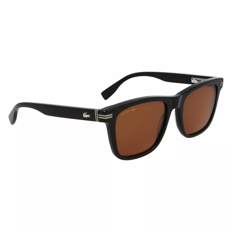 Lacoste L6045S-1 Vīriešu Saulesbrilles, Melns Acetāta Rāmis, Pelēkas Polikarbonāta Lēcas, 54/19/145 mm