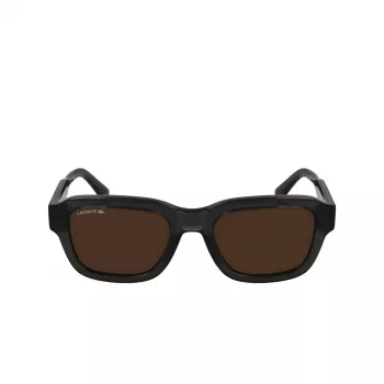Lacoste L6048S-035 saulesbrilles vīriešiem, taisnstūra acetāta rāmis, tumši pelēks, pelēkas lēcas, 51mm