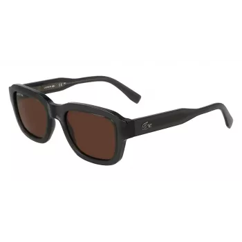Lacoste L6048S-035 saulesbrilles vīriešiem, taisnstūra acetāta rāmis, tumši pelēks, pelēkas lēcas, 51mm