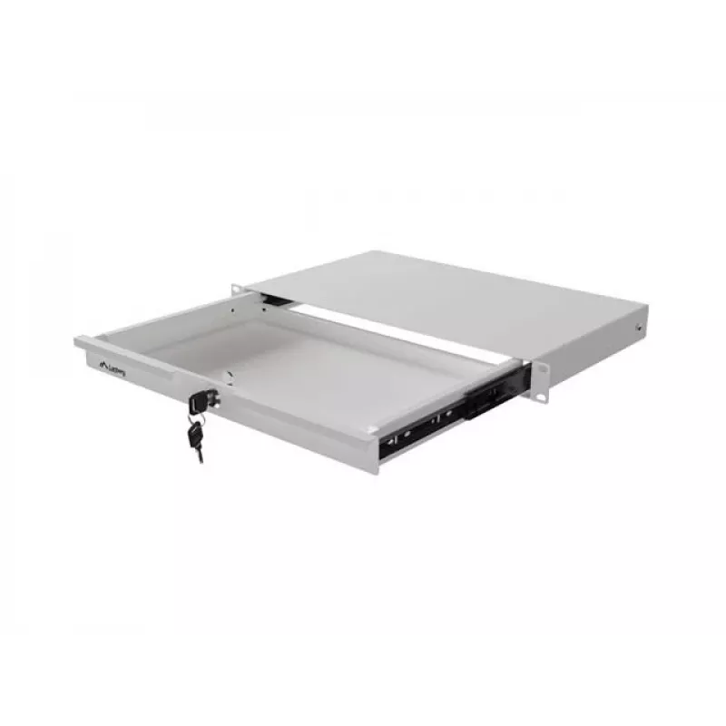 LANBERG 1U 19 collu bīdāma atvilktne 270mm dziļa Pelēka (30kg ietilpība)