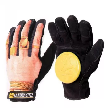 Landyachtz Slide Gloves M - Downhill Longboarding Gloves with UHMW-PE Pucks, Black