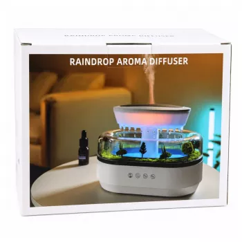 LEAN gaisa mitrinātājs un aromadifuzors ar lietus efektu un LED apgaismojumu ar barošanas bloku