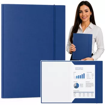 LEAN kartona mape ar elastīgo lenti, lakota, A4, 300 g/m², zila
