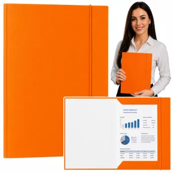 LEAN kartona mape ar elastīgo joslu, lakota, A4, 300 g/m², oranža