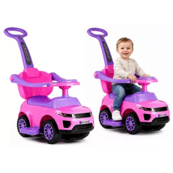 LEAN CARS 614W Toddlers Ride On Push Along with Parent Handle - Pink
