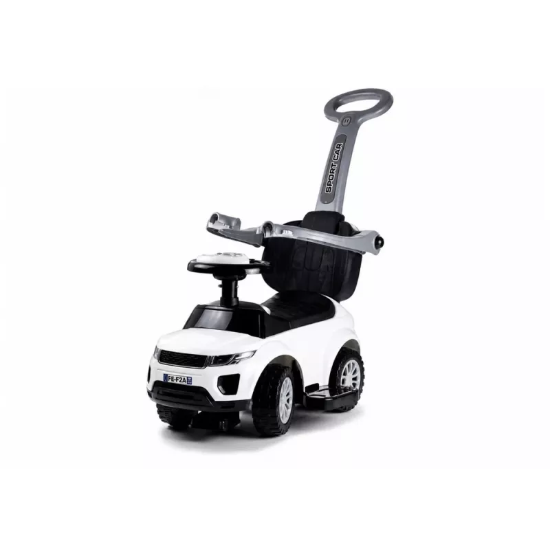 LEAN CARS 614W Toddlers Ride On Push Along with Parent Handle - White