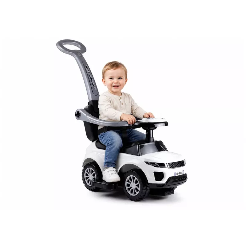 LEAN CARS 614W Toddlers Ride On Push Along with Parent Handle - White