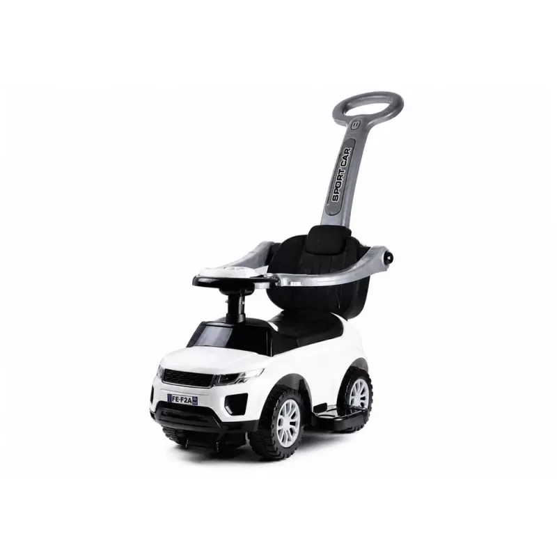 LEAN CARS 614W Toddlers Ride On Push Along with Parent Handle - White