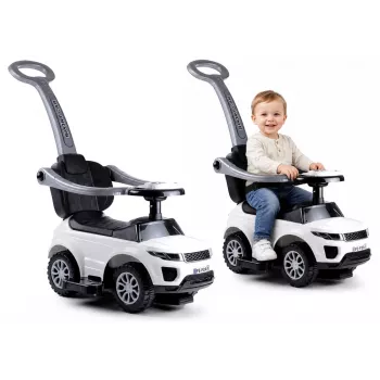 LEAN CARS 614W Toddlers Ride On Push Along with Parent Handle - White