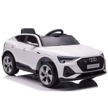 LEAN CARS Audi E-Tron elektriskā bērnu mašīna balta QLS-6688 ar LED gaismām un MP3 atskaņotāju