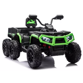 LEAN CARS Battery-Operated Quad ATV 6 Wheels With Trailer JC606 24V 4x4 Green